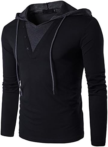 Guoji Men's Casual Slim Fit Pullover Hoodie T-Shirt