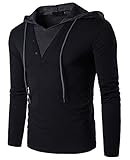 Guoji Men's Casual Slim Fit Pullover Hoodie T-Shirt