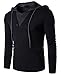 Guoji Men's Casual Slim Fit Long Sleeve T-Shirt with Hooded/Hoodies Tops (B24-Black Large)