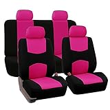 FH GROUP FH-FB050114 Full Set Flat Cloth Car Seat Covers, Pink / Black - Fit Most Car, Truck, Suv, or Van