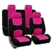 FH GROUP FH-FB050114 Full Set Flat Cloth Car Seat Covers, Pink / Black - Fit Most Car, Truck, Suv, or Van