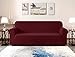 CHUN YI Stretch Sofa Slipcover 1-Piece Couch Cover, Seater Settee Coat Soft with Elastic Bottom, Checks Spandex Jacquard Fabric, Large, Wine