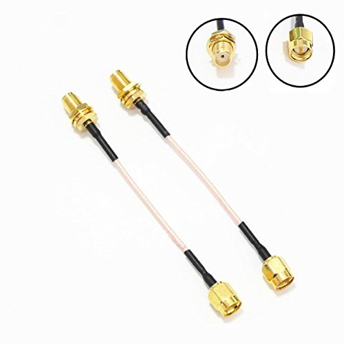 Crazepony 2pcs 90mm FPV Antenna Extension Cable SMA Female to SMA Male Antennae Adapter