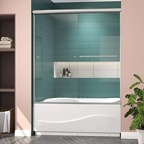 ELEGANT 58.5 in. 60 in. W x 62 in. H Bypass Sliding Bathtub Door, 1/4