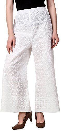 women chikan afghani plazzo(white colour )