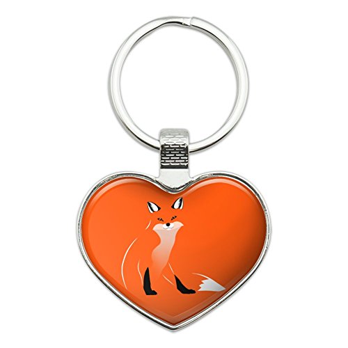 Stylish Red Foxy Fox Heart Love Metal Keychain Key Chain Ring