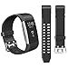For Fitbit Charge 2 Bands,Hagibis TPU Replacement Accessories Bracelet Strap with Double Row Ventilation Holes for Fitbit Charge 2 HR Smart Watch (Black)