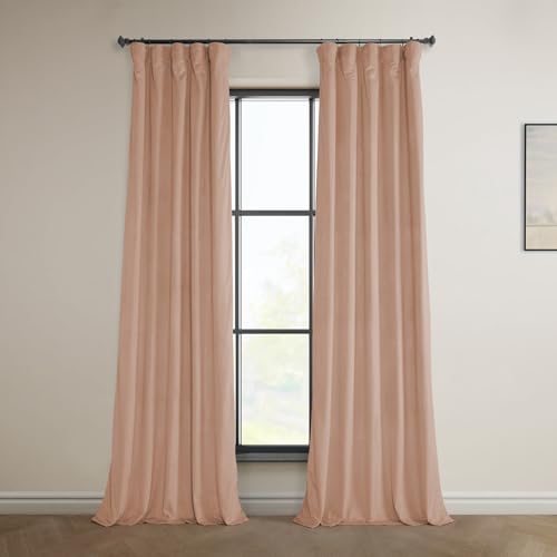 HPD Drapes Heritage Tende in velluto felpato, lunghe 274 cm, oscuranti, per camera da letto e soggiorno, 127 x 274 cm (larghezza x lunghezza), 1 pannello, fiori di pesca