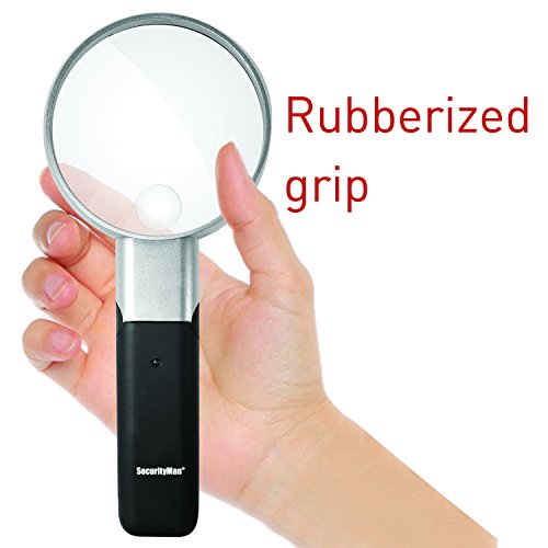 Securityman Hand Held Magnifying Glass with Light and Stand (2 Bright LEDs) 3X 5X Illuminated Magnifier Lens for Seniors, Reading, Macular Degeneration, Maps, Jewelry, Repair, Hobbies & Stamps, etc. - Thumbnail 7