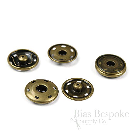 12 Sets of Sew-on Snaps, 30mm, Antique Brass