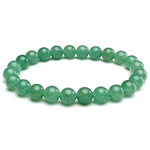 Top Plaza Natural Healing Crystal Stone Bracelet Elastic Round Gemstone Bead Stretch Bracelets Chakra Reiki Balancing for Womens Mens