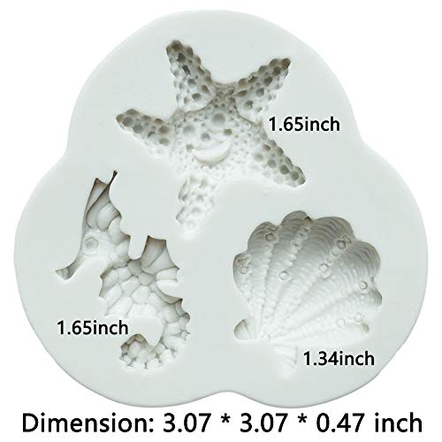 ScivoKaval Marine Theme Cake Fondant Mold Seaweed Fish Seashell Mermaid Tail Ocean Sea Life Series Cake Decoration Silicone Mold Chocolate Candy Polymer Clay Cupcake Jelly Sugar Craft Molds Set of 5 - Thumbnail 2