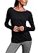 Ssyiz Women's Long Sleeve Stretchy Top Solid Color Fashion T Shirt,3278-Black,Large