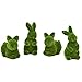 Gift Boutique 4 Green Fuzzy Flocked Bunny Easter Holiday Spring Decor Rabbit Figurines Garden Artificial Animal Moss for Indoor Table Home, Kitchen, Shelf Decorations Furry Covered Rabbits
