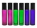 Roll-on Glass Bottles,6 PC 10ml (1/3oz) and 1ml Dropper Included, Empty Aromatherapy Essential Oils, Perfume Bottles, Refillable Bottles Slim with Metal Ball and Black Plastic Lid (Colors Mixed)