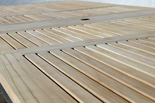 ALEOS. Gartengarnitur Edelstahl Teak Holz A-Grade Batyline Set Ausziehtisch 200-240-280 x 100 cm + 8 Sessel mit Batyline Bespannung Serie Kuba-BRAUN Gastroqualität – Bild 6