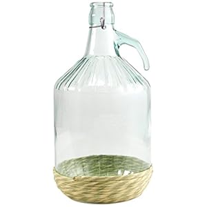 Home Damigiana met mechanisch deksel, 5 liter, transparant, beige, 18 x 18 x 35 cm
