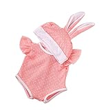 MagiDeal Pink Dots Jumpsuit + Rabbit Hat Clothes Pajamas Outfit for 43/45cm Zapf Baby Born Doll