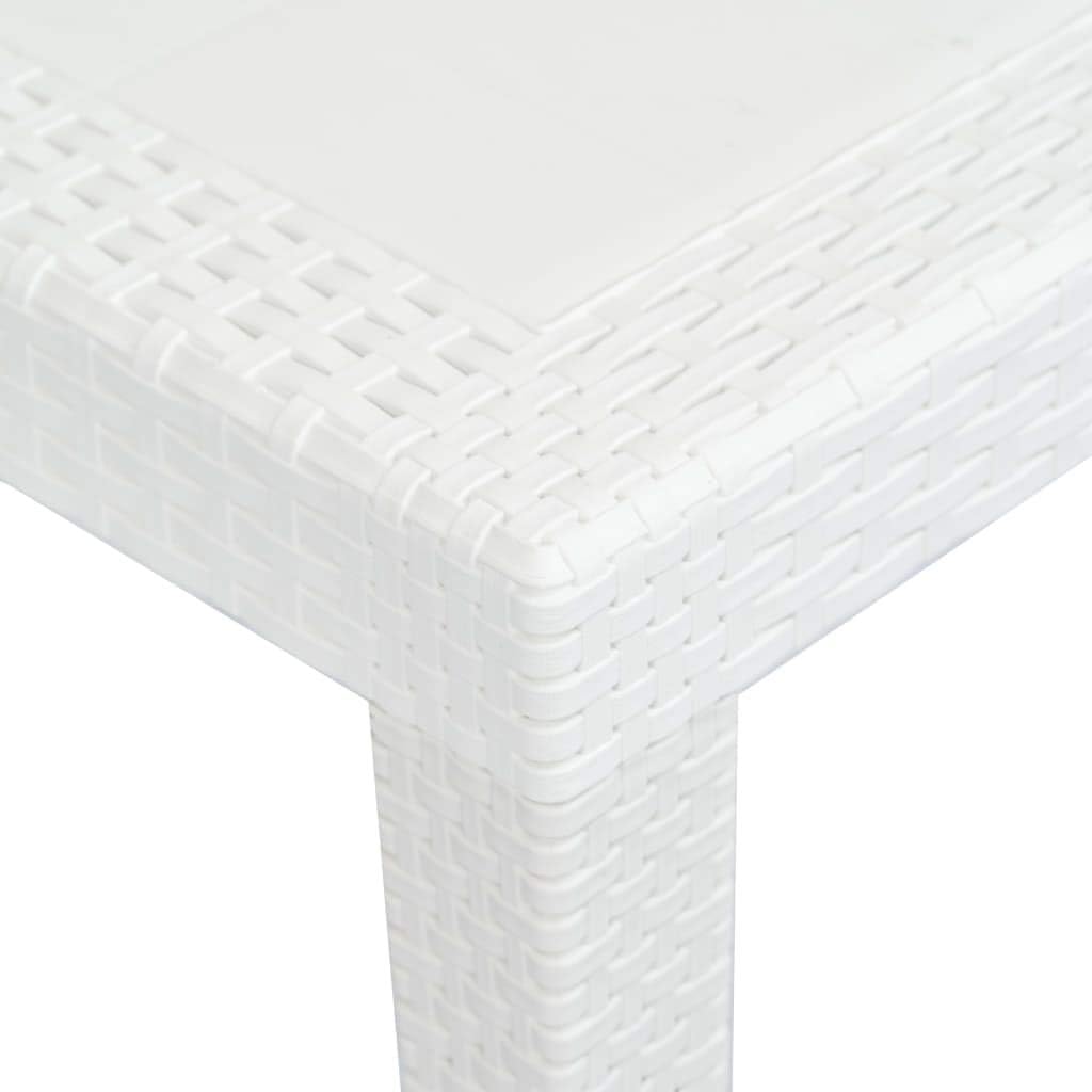 Unfade Memory Patio Dining Table Plastic Rattan Look Backyard Bistro Tables Outdoor Furniture Garden Table (86.6"x35.4"x28.3", White): Kitchen & Dining