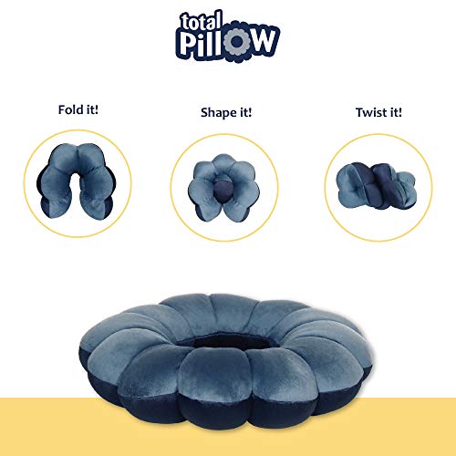 Total Pillow Travel Neck, Head, and Lumbar Support Pillow, Fleece Twistable Travel Pillow Filled