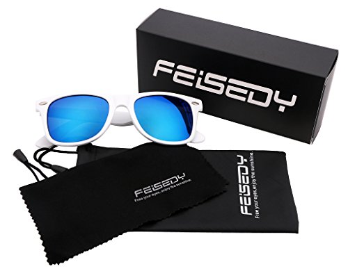 FEISEDY Great Classic Polarized Sunglasses Men Women Deserve White-Blue B1858