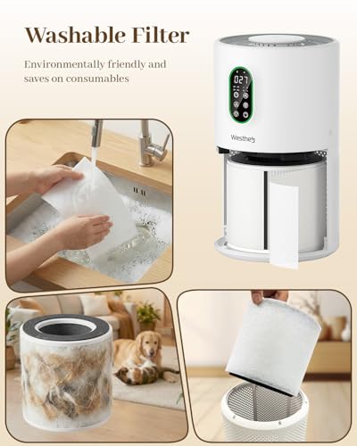 Air Purifiers for Home Large Room 1650 Ft² with Washable Filters, WESTHEY H13 HEPA Air Purifier with Fragrance Flowing Ambient Light Auto, Air Cleaner for Wildfire Smoke Dust Pollen Pets Hair Odor