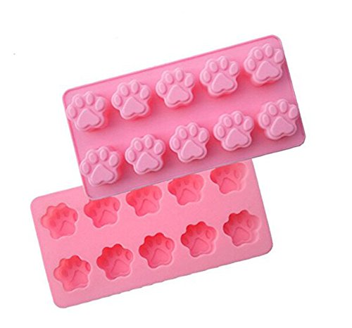 Da.Wa 10-Cavity Cat Paw Pink Cake Mold Turn Sugar Mold Hand-made Soap Mold Ice Tray Pudding Die