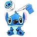 PORTWORLD 32GB USB 3.0 Flash Drive Memory Stick with Keychain Cute Cartoon Stitch Blue