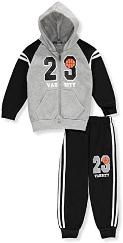 Victory League Little Boys' "Varsity" 2-Piece Fleece Sweatsuit - gray multi, 4