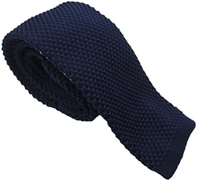 Szeagle Men's Polyester Navy Pure Color Square End 2" Knitting Ties