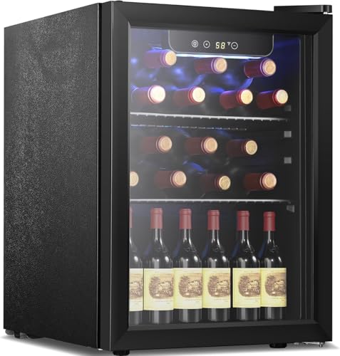Antarctic Star 12 Bottle/48 Can Wine Cooler/Cabinet, Mini Drink Fridge, Clear Front Glass Door Counter Top Red Cellar Beer Soda Bar Quiet Compressor LED Display 1.3 cu.ft. Black