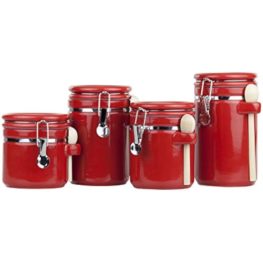 Home Basics CS44155 Piece Ceramic Spoon Airtight Set, Food Storage