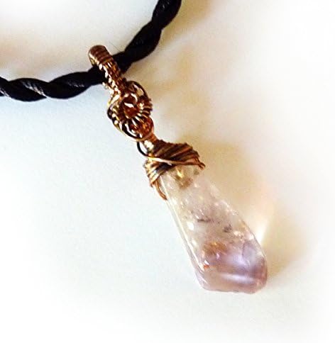 Genuine Amethyst, Citrine, Quartz Gemstone Handmade Pendant Necklace - Wire Wrapped Ametrine &amp; Bronze Gold - Semiprecious Gem Jewelry - Birthday Gift, Boho, OOAK Gift for Women - Purple/Clear