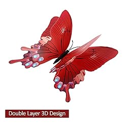 12PCS Butterfly Wall Decals Removable 3D Red