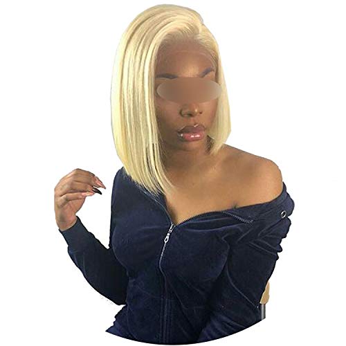 613 Blonde 13x6 Lace Front Wig PrePlucked Blue Colored Brazilian Remy Red Human Hair Wigs Full Short Bob Cut Wig for Black Women,613 13x6 Lace Wig,8inches