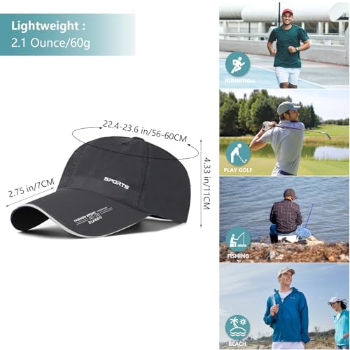2 Pcs Baseball Cap Herren Damen, Schnelltrocknend Basecap Running Cap mit Reflektierende Krempe Unisex, Leichte Schildmütze Verstellbar Draußen Kappen Sonnenhut Golff Tennis Cappy Sommer Caps