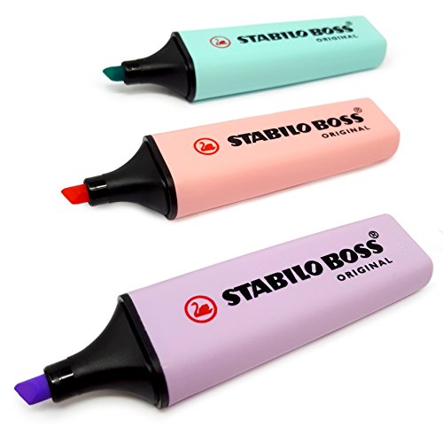 STABILO BOSS Original Pastel Highlighter Pens Markers Set of 3