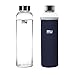 MIU COLOR 18.5 oz Glass Water Bottle 550ml with Anti-slip Nylon Sleeve Leak-proof Stainless Steel Cap Borosilicate BPA-Free Eco-Friendly Hot Cold Drink Flask Office Travel Sports Yoga Gym Car