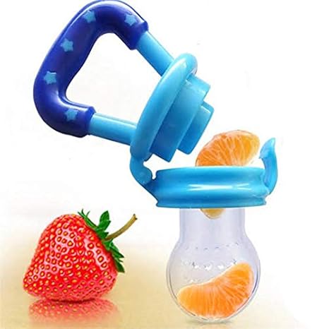 Manan Shopee Baby Silicone Food/Fruit Nibbler, Soft Pacifier/Feeder for Baby (Bue)
