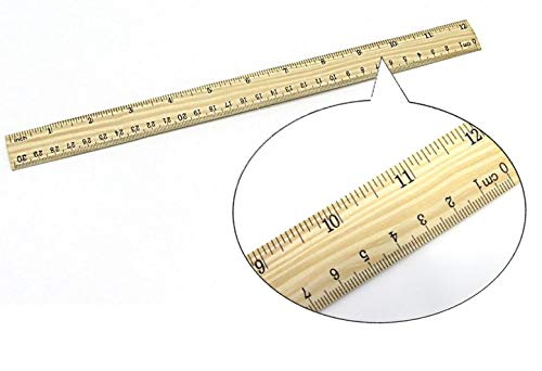 Wooden Ruler 12 Inch/30 Centimeter For School Classroom, Home, or Office | 2 Scale Measuring Tool CM & INCH | Pack Of 12 Pcs