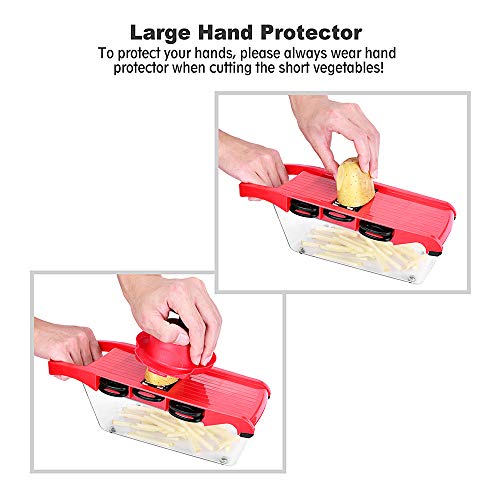 AIYEGO Mandoline Slicer, Multifunctional Vegetable Cutter Slicers with Hand Protector & Peeler, 6-in-1 Interchangeable Blades of Straight Cut/Julienne/Wave Shape/Grinding Paste