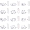Brightown 12 Pack Led Fairy Lights Battery Operated String Lights Waterproof Silver Wire 7 Feet 20 Led Firefly Starry Moon Lights for DIY Wedding Party Bedroom Patio Christmas (12 Pack, White)