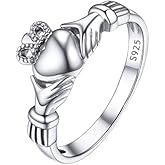 PROSILVER 925 Sterling Silver Claddagh Ring/Celtic Knot Ring for Women, Irish Wedding Band, Rose Gold Plated/Gold Plated, Size 4-12, Come with Box