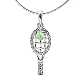 Spinningdaisy Silver Plated Tennis Racket with Smashing Green Ball Necklace