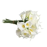 1 X Calla Lily Bridal Wedding Bouquet 10 head Latex Real Touch Flower Bouquets KC51 White