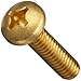 Brass Machine Screw, Plain Finish, Pan Head, Phillips Drive, 3/8