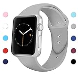 iGK Sport Band Compatible for Apple Watch 42mm, Soft Silicone Sport Strap Replacement Bands Compatible for iWatch Apple Watch Series 3, Series 2, Series 1 42mm Gray Large