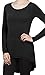 [DRSKIN] Women Comfy Loose Fit Long Tunic Top With Various Hem (XL, Black)