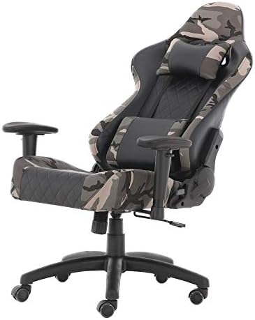 CJLMN Gaming Chair Racing Style Ergonomic PU Leather High Back Computer Chair with Height Adjustment, Headrest and Lumbar Support E-Sports Swivel Chair, Camo