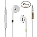 Wired Earphones, White Microphone Earphones Stereo Headset in Ear Earbuds Apply to iPhone 6S 6SP 6 6P 5S SE 5C 5 4, iPad, iPod 7 8 7s, iOS 11 10 9 8, Note 1 2 3 - 2 Pack